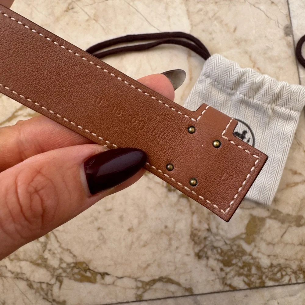 Hermes Brown Leather Bracelet with Gold Clasp - Picture 7 of 7